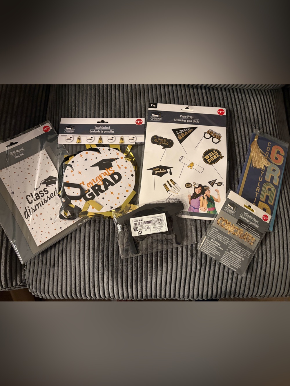 Graduation Party Decorations Set - Black & Gold Congrats Grad Photo Props